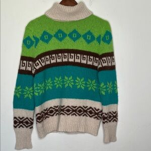 Old Navy Fair Isle Turtleneck Ski Sweater Acrylic Alpaca Angora Wool Large